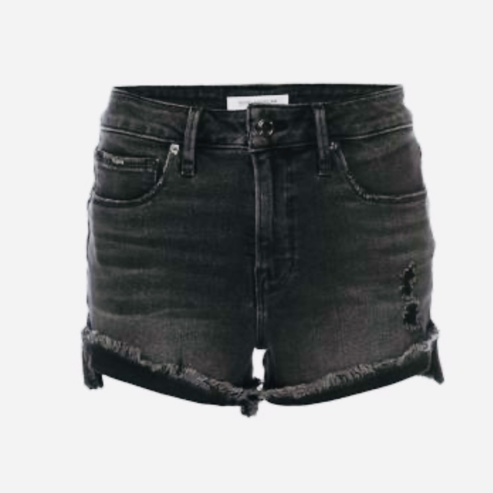 GOOD AMERICAN Black Denim Shorts